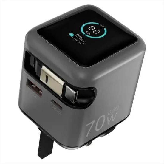 Powerology Halo Dual-Port Gan Charger - Grey